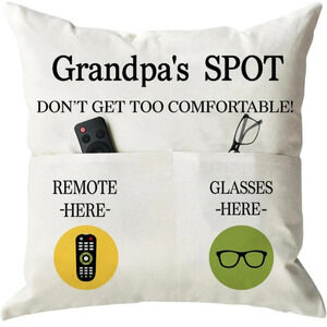 Grandpa Gifts,Grandpa's Spot Throw Pillow Covers 18x18 Inch for Bed Sofa Couch,B